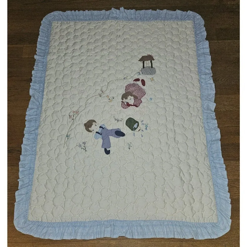 VTG Handmade Baby Blanket Comforter Jack & Jill Went Up Hill Nursery Rhyme 37x47